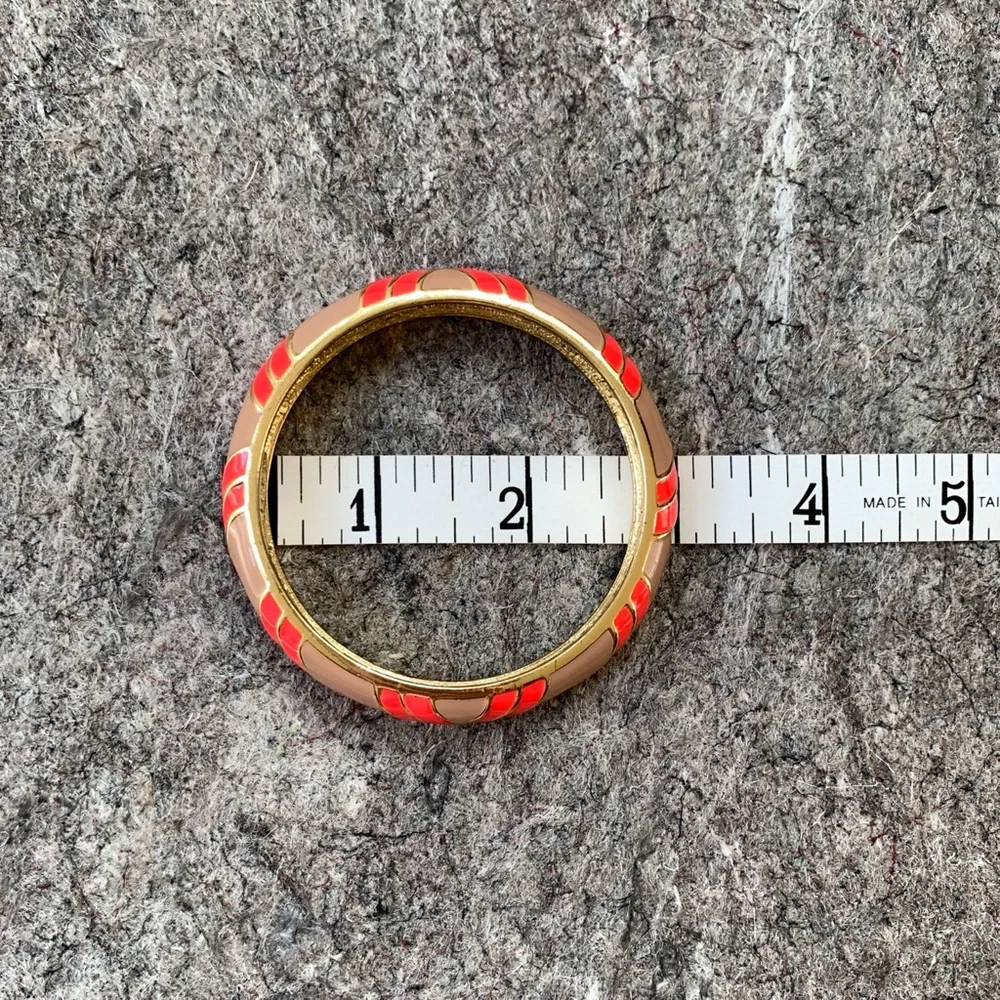J crew 2 coral pink enamel gold tone bangle bracelets